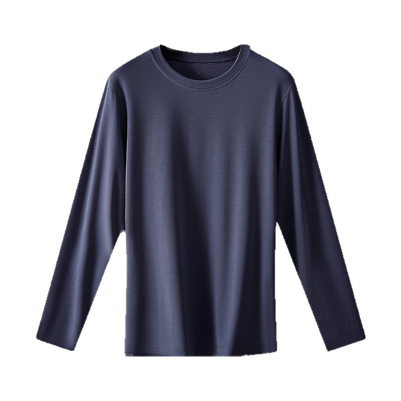 100-Count Wool Modal Men's Autumn Thin Round Neck Thermal Long-Sleeve Base Layer Top for Autumn and Winter