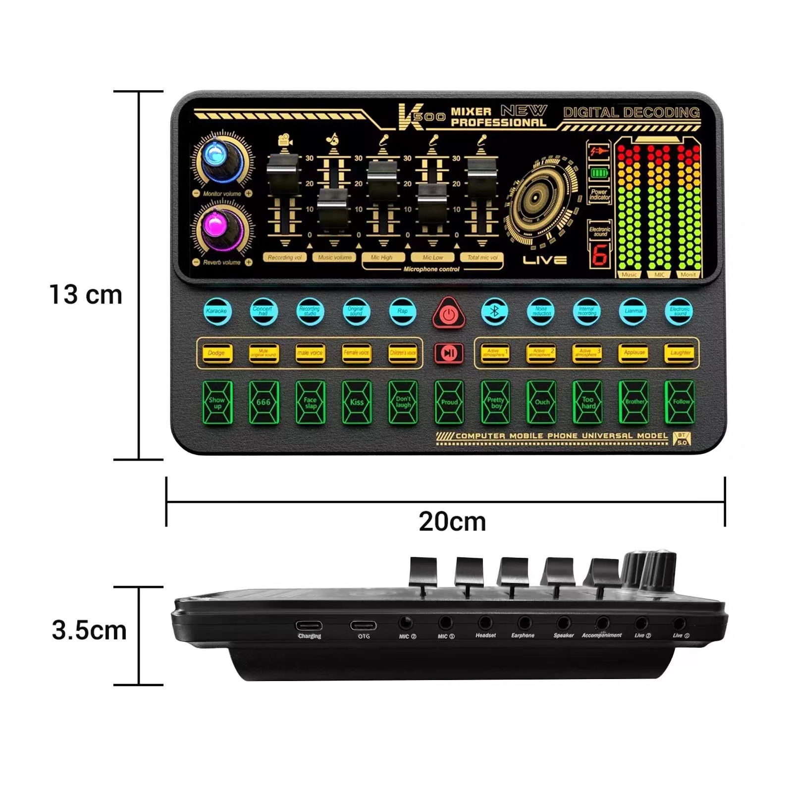 English version sound card cross-border indoor outdoor recording computer mobile phone accompaniment Bluetooth live broadcast equipment e-commerce with goods