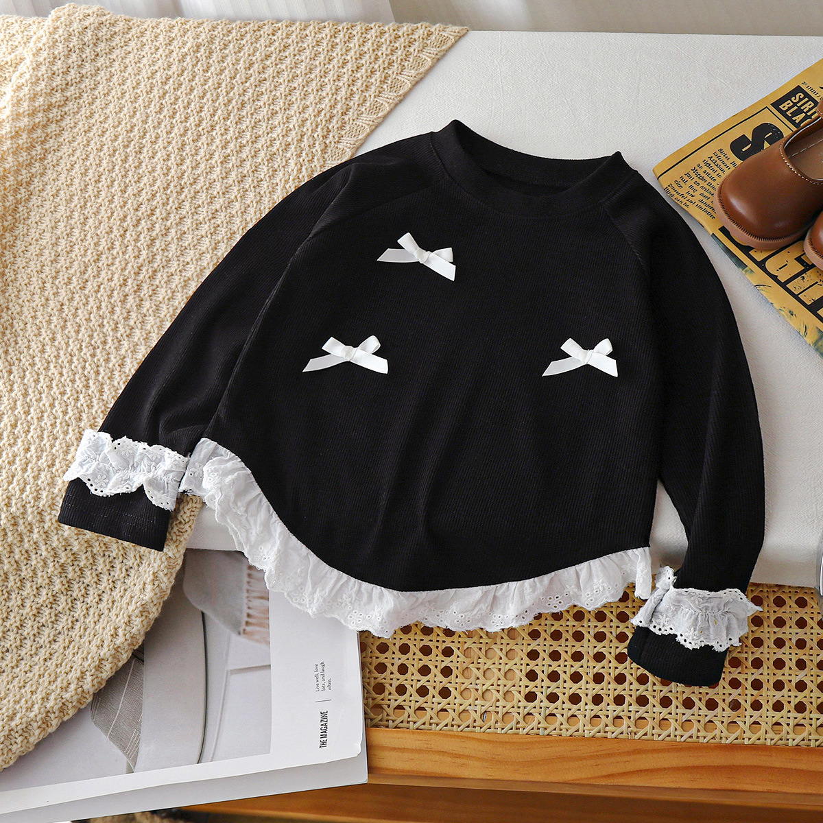 Girls' Long-Sleeved T-Shirt 2025 New Style A-Class Top Autumn Clothes Korean Style Fashionable Children's Clothing Spring and Autumn Base Shirt Children's Wear