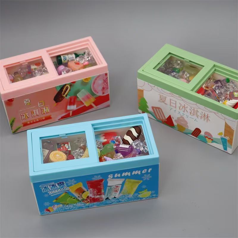 Mini Supermarket Small Freezer Ice Cream Cabinet Cone Beverage Food Toy Model Doll House: Play House Children's Toys