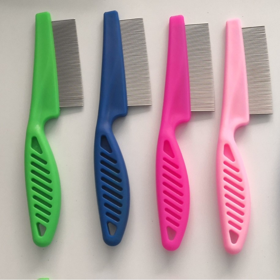 Dog cat flea comb steel needle comb pet comb encryption flea lice white handle pet supplies manufacturers