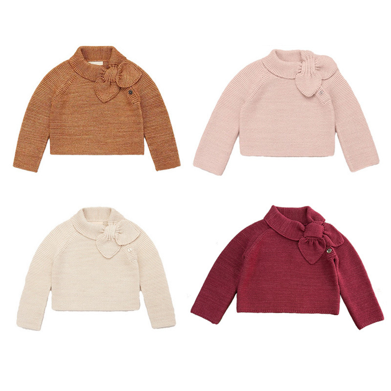 Ретро свитер с бантом для девочек, осенние и зимние вещи