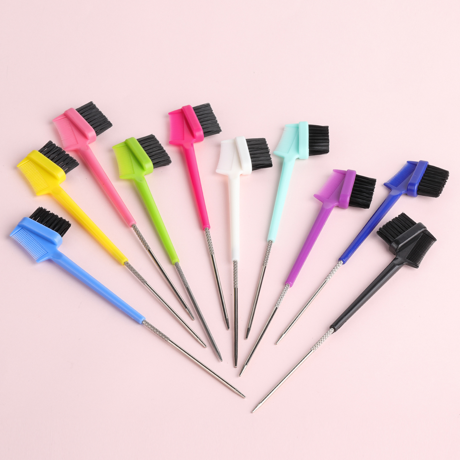 Кросс-граничная кисть для бровей из стальной иглы, расческа для обрезанных волос, трехв одном полосатая краска, двойного назначения, чистка, стальная игла для бровей