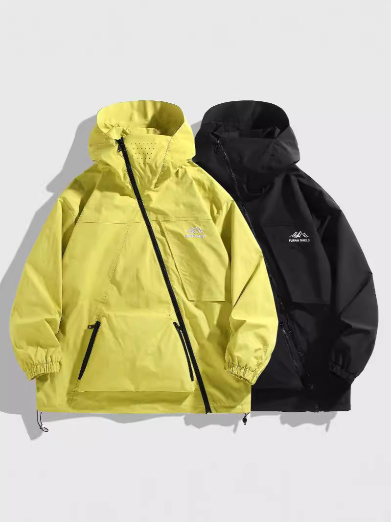 Black Samurai Outdoor Functional Oblique Zipper Waterproof Jacket for Men 2024 New Fat plus size Jacket