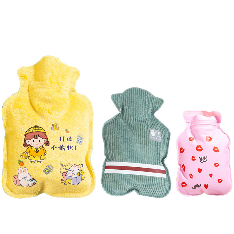 Cute water injection hot water bag wholesale cartoon pvc hand warmer printed logo gift small water filling warm water bag