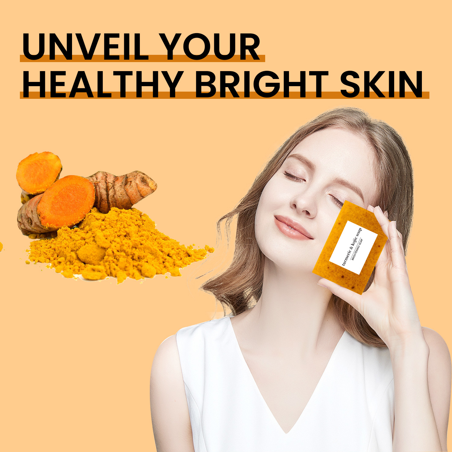 Cross-border foreign trade European and American TK turmeric soap lemon soap kojic acid soap ginger handmade cold soap Bath face washing soap