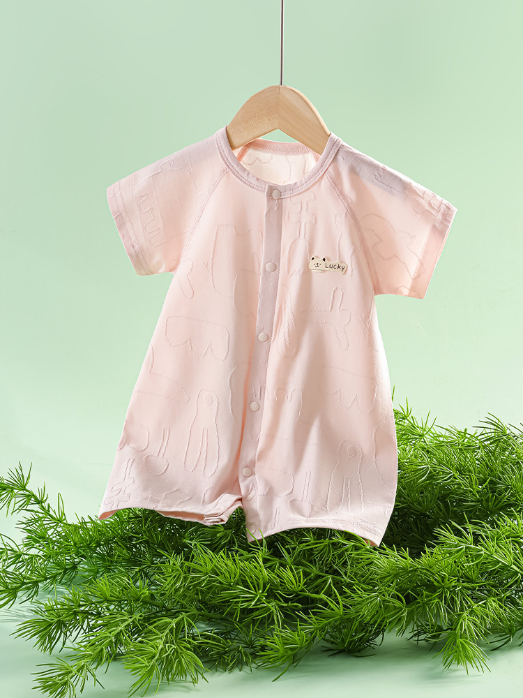 Newborn Baby Clothes Summer Short-sleeved Buckle Thin Children's Climbing Suit
