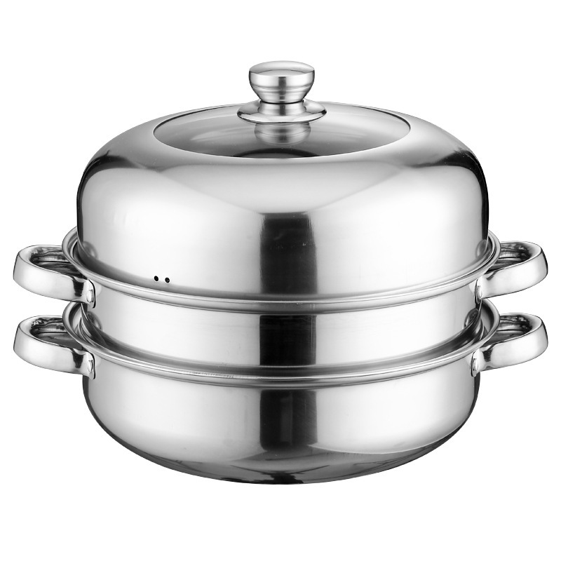 Stainless Steel Steamer Household Double-Layer Three-Layer Steamer Thickened Soup Steamer Steam Pot Practical Gift Pot Wholesale