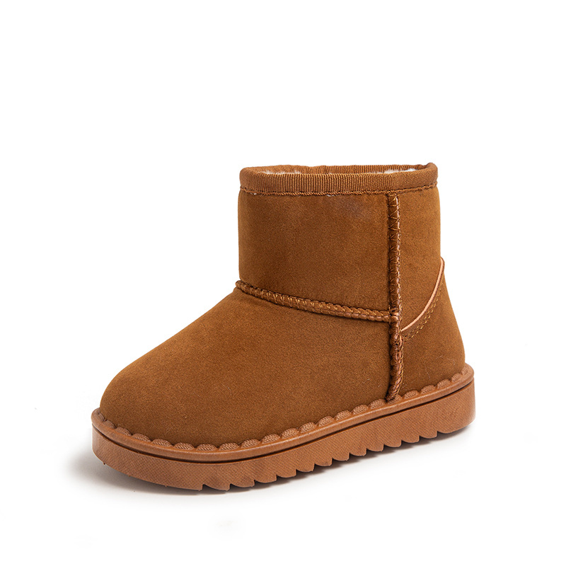 Children's Snow Boots for Boys and Girls 2025 Winter New Slip-On Short Boots Suede Cotton Shoes with Added Fleece for Warmth for Older Children