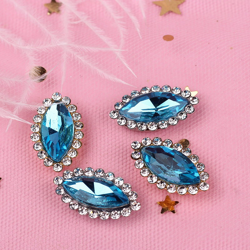 7*15 horse eye rhinestone flower plate suit headdress Mage hand stitch drill hairpin accessories diy accessories drill buckle drill plate