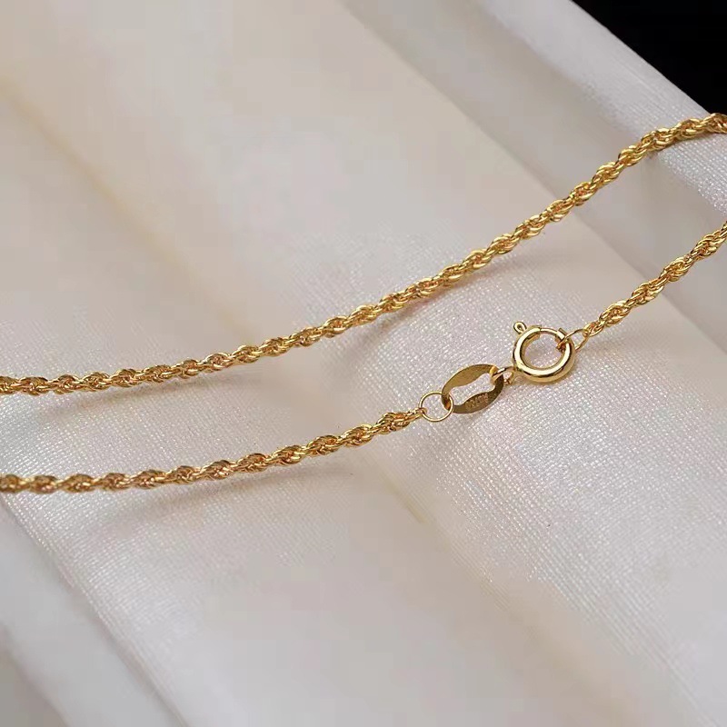 Jinsheng Jewelry 18K Gold Necklace Women's K Gold Au750 Color Gold Twist Hemp Rope Chain Live Gold Wholesale