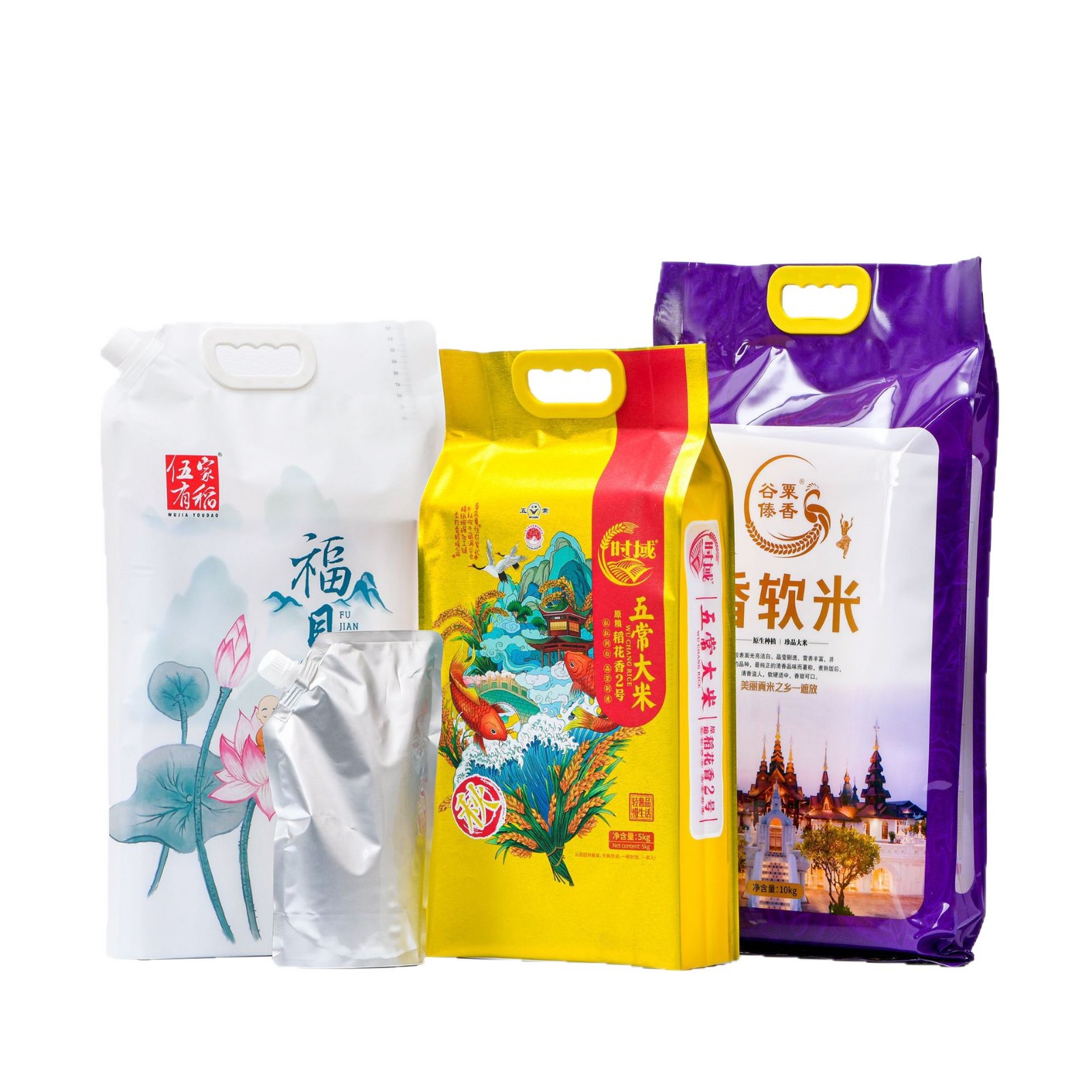 Factory Direct Supply Thickened Grain Rice Packaging Woven Bag Color Printing Laminated Snakeskin Bag Wholesale Printable Logo