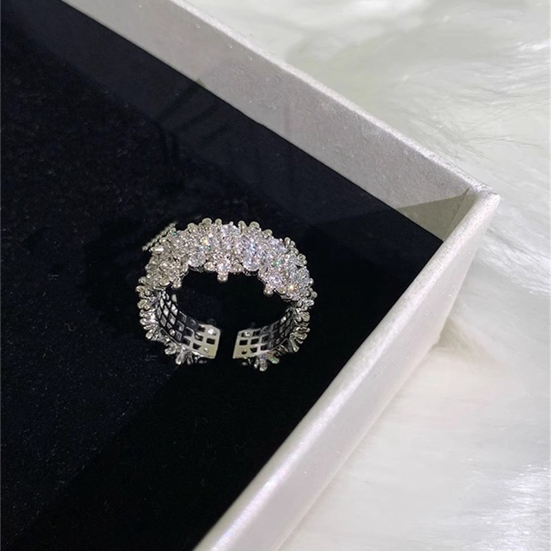 925 Sterling Silver Ring for Women, Baby's Breath, Ins Niche High-End Open Adjustable Index Finger Ring, New Style for Girlfriend