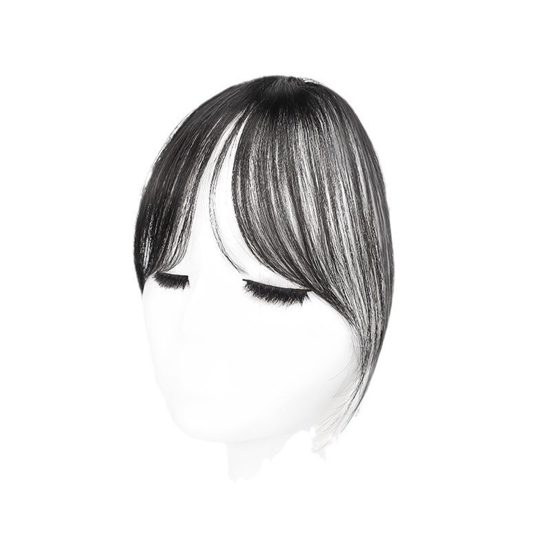 Full Real Hair Eight-Character Bangs Wig Piece for Women's Forehead Thin and Traceless Middle Parted Curtain Repair Invisible Natural Patch