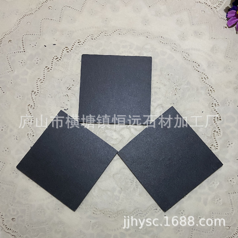 Black slate dinner plate hotel Western tableware square rock coaster soap pad candle pad laser LOGO