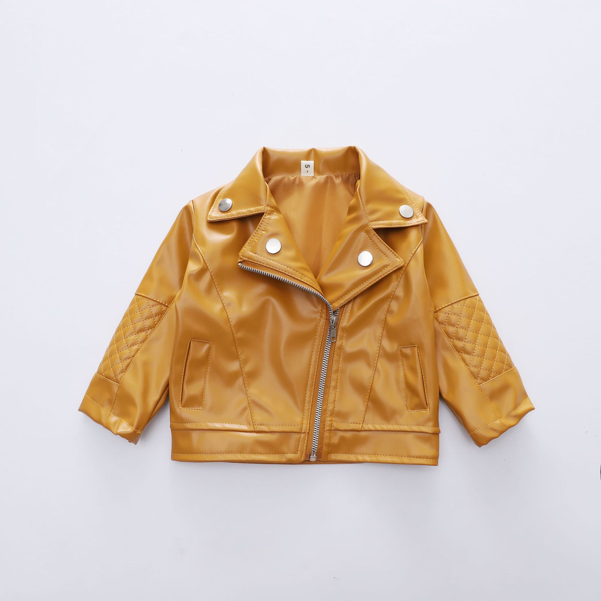 Boys Pu Lapel Leather Jacket Spring Ins Spring Kidsren's Clothing Kidsren's Korean Style Outwear Kidsren's Baby Short Leather Jacket