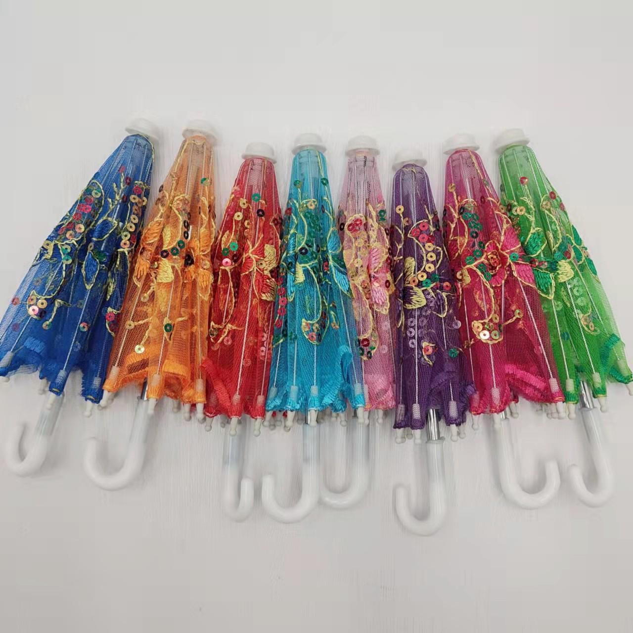 Factory Supply Traditional Craft Umbrella Embroidery Lace Embroidery Umbrella Color Film Children's Small Flower Umbrella Tourism Crafts