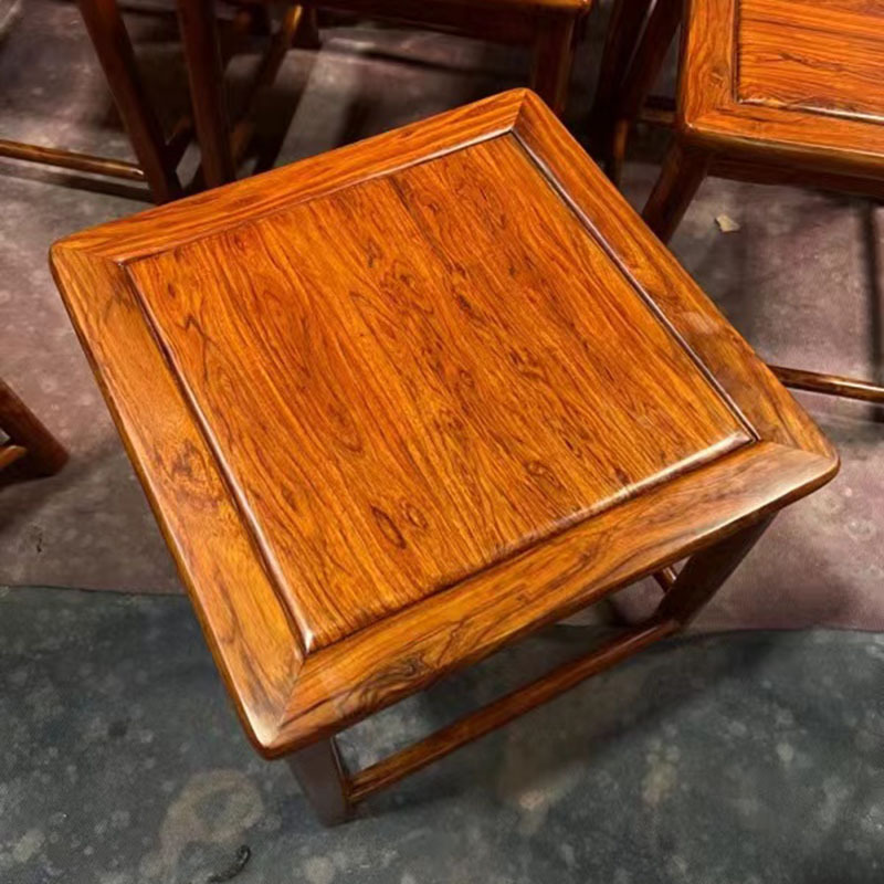 Mahogany Furniture Hainan Huanghuali Square Stool Shoe Changing Stool Chinese Solid Wood Low Stool Square Stool Small Stool Rich Stool