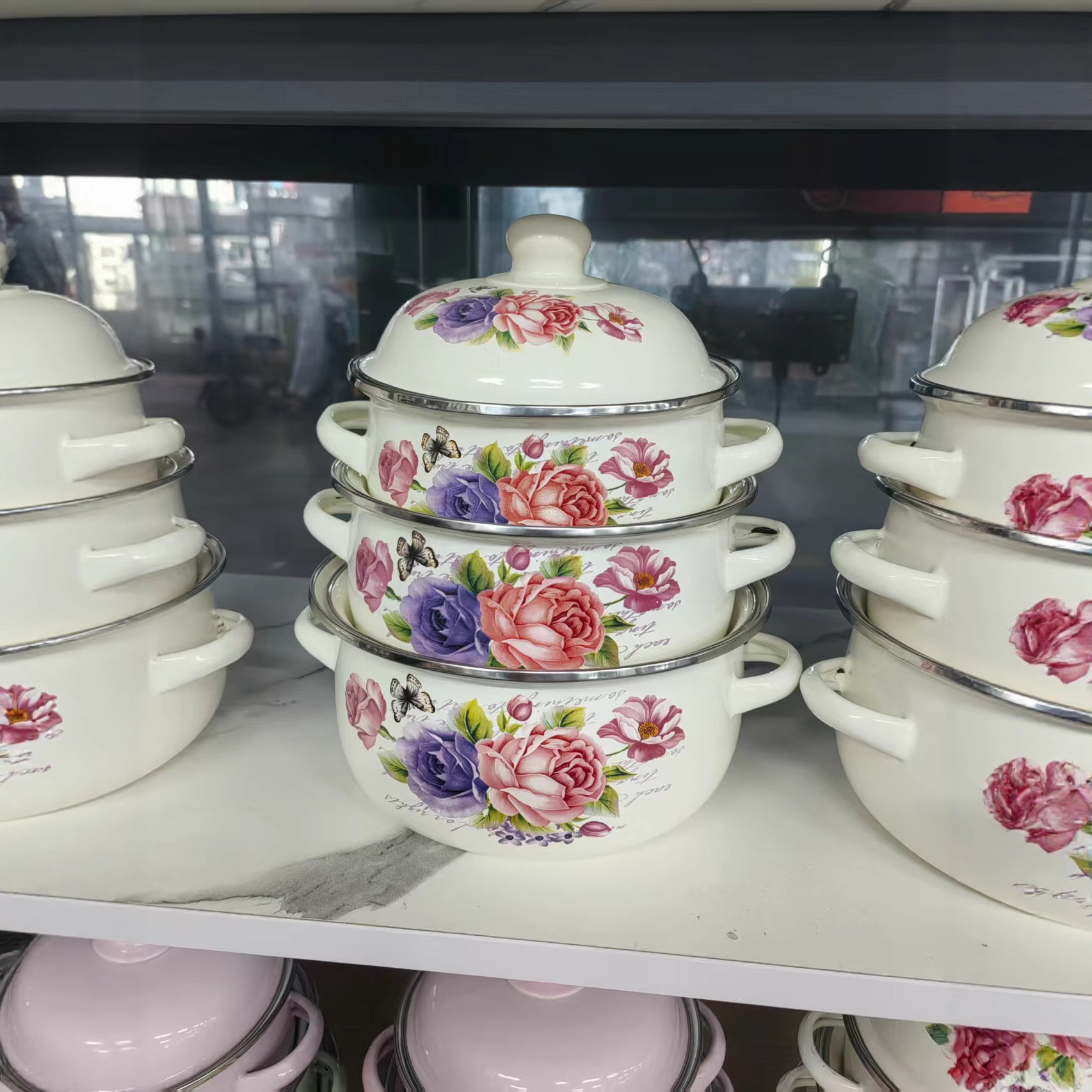 Enamel Pot Stew Pot Stew Cup Casserole Soup Pot Stew Pot Milk Pot Non-Stick Pot Induction Cooker Cooking Pot Enamel Pot Export Household