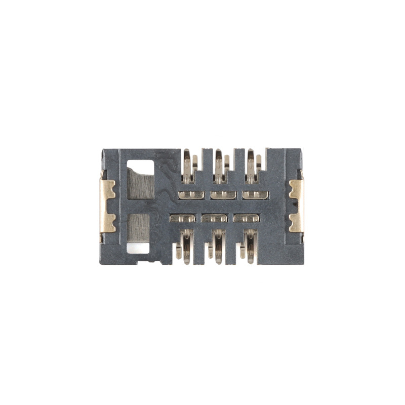 Sim-6P-1.6H-Short Body-Assembled Patch Mini Mobile Phone Communication Sim Card Holder with High Temperature Resistance