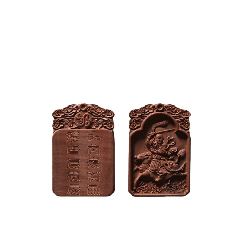 Ethnic Style Natural Lightning-Struck Jujube Wood Mountain Ghost Flower Eight Trigrams Nine Celestial Divinities Thunder God Puhua Tianzun for Warding Off Evil and Avoiding Harm