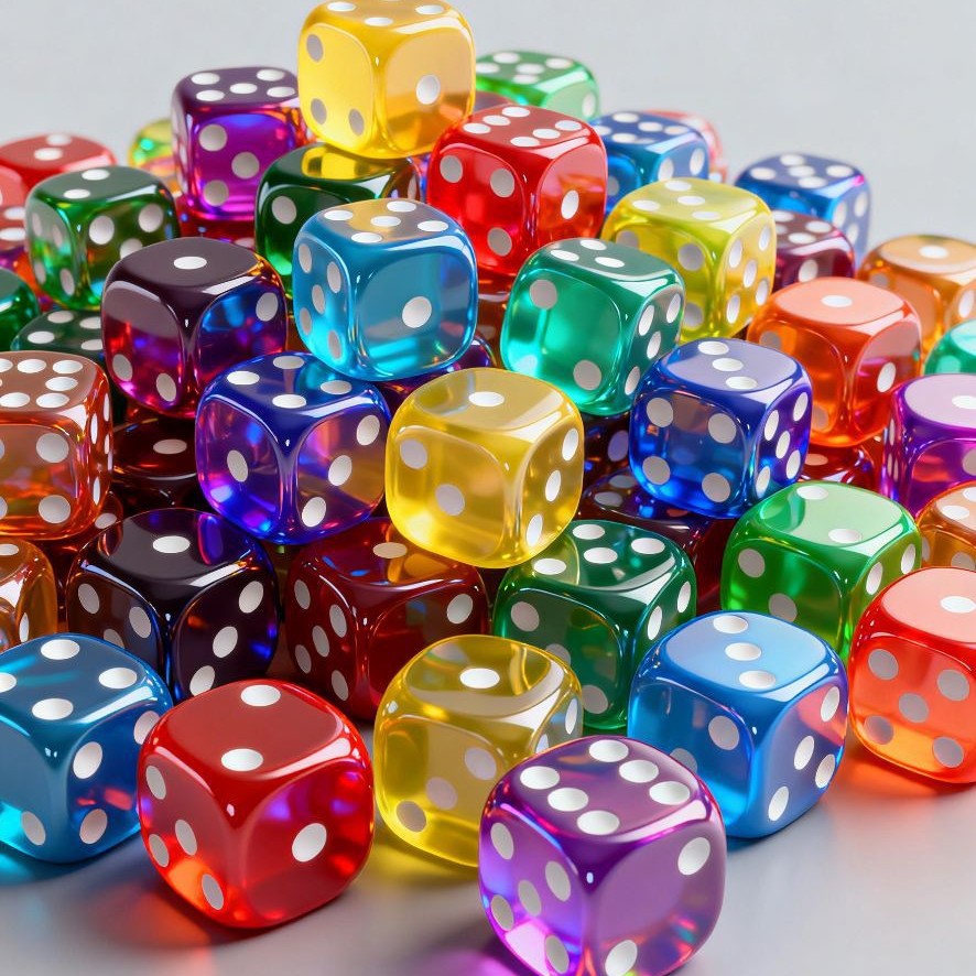 Оптовая партия 10мм цветных прозрачных игровых кубиков с закругленными углами для настольных игр, акриловые кристаллы, маленькие кубики