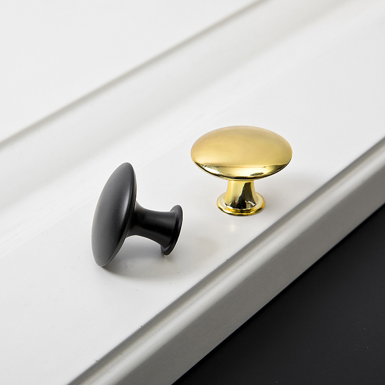 Cross-Border Stainless Steel Handle Gold Cabinet Drawer Wardrobe Door Handle Furniture Hardware Black Round Single Hole Handle