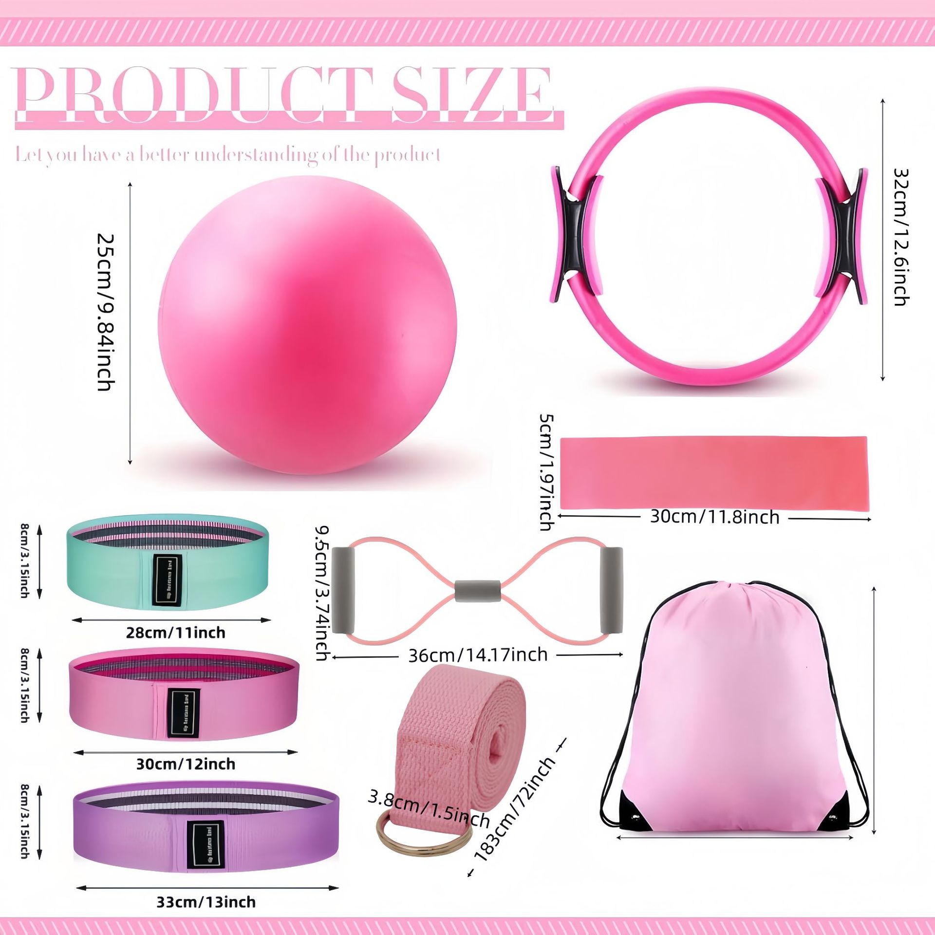 Cross-Border New Product Yoga Pilates Combination 10-Piece Set with Pilates Ring and Ball Hip Lift Belt 8-Shaped Resistance