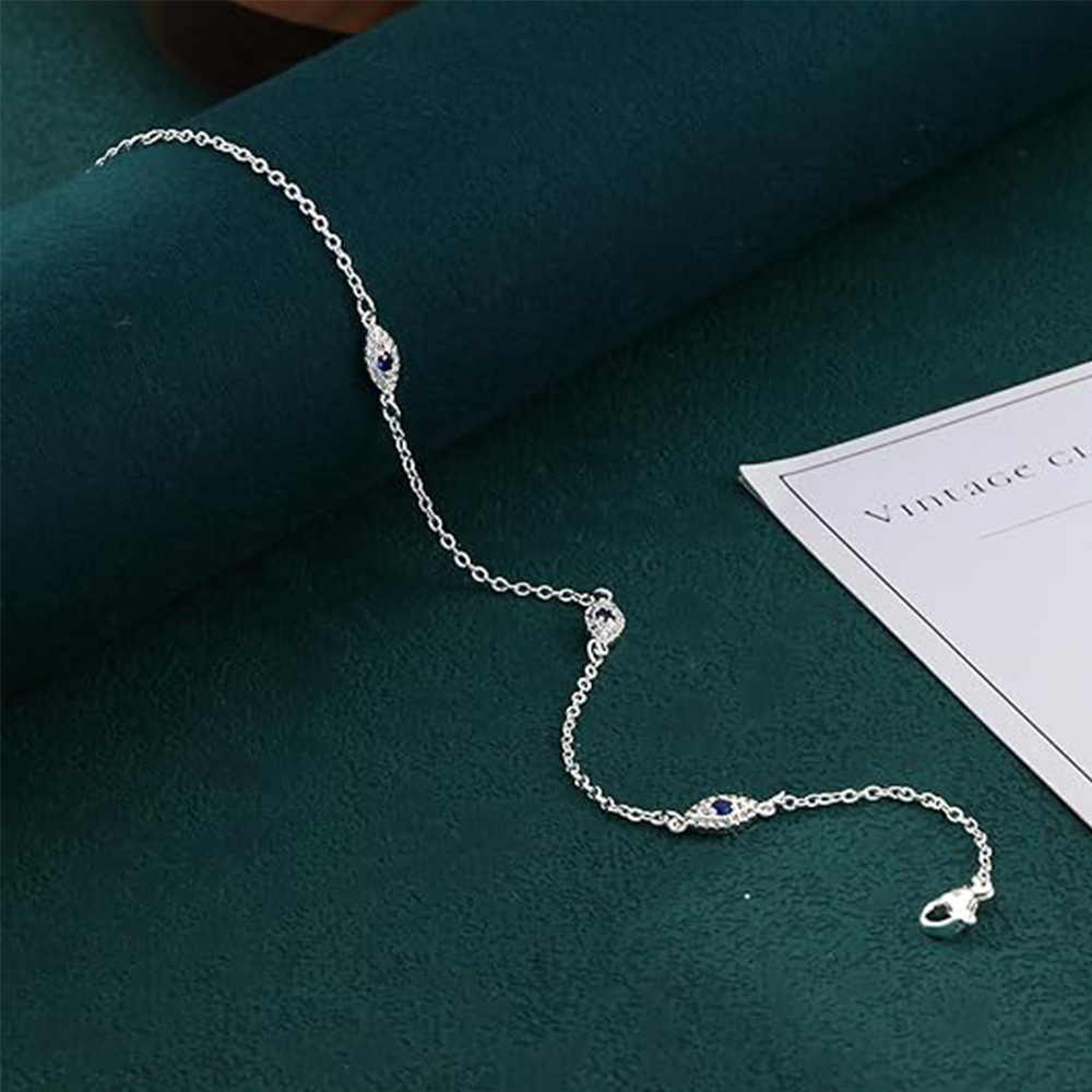 European and American Cross-border Fashion Summer Adjustable Devil's Eye Diamond Pendant All-match Perfect Foot Chain