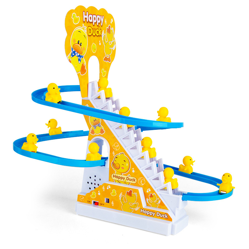  Little Duck Automatic Climbing Stairs Electric Rail Car Kidsren's Educational Little Yellow Duck Slide Toy