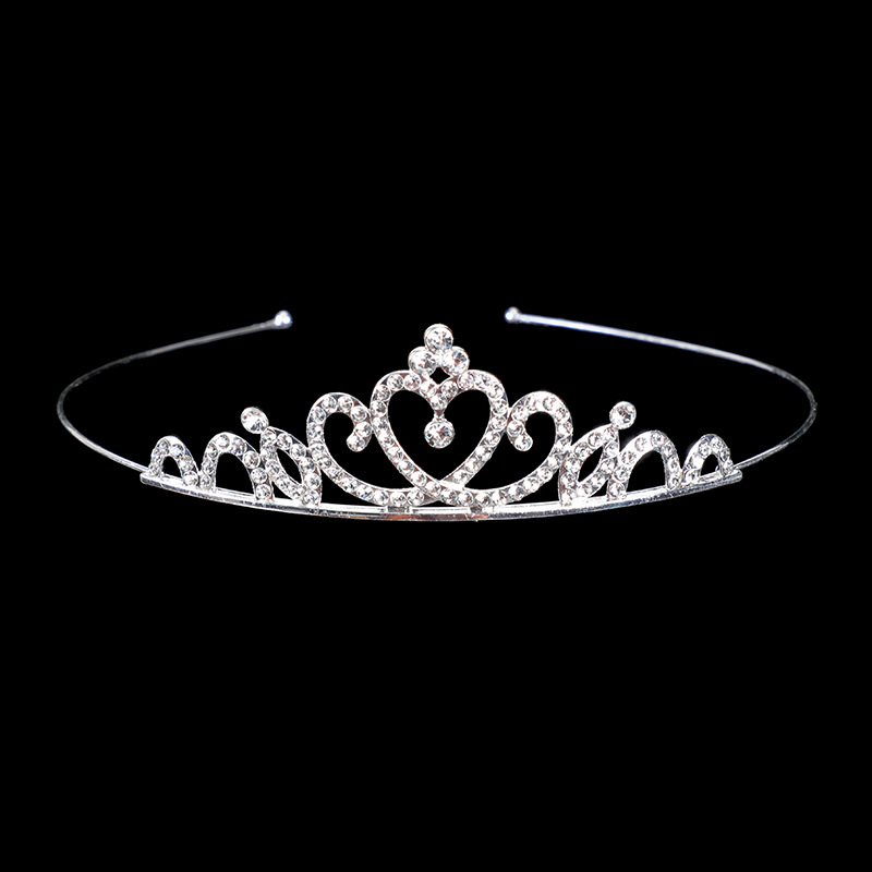 Children's Crown Hair Hoop Girl's Birthday Headwear Baby's Small Crown Dance Dress with Gold Crystal Diamond Hair Accessories