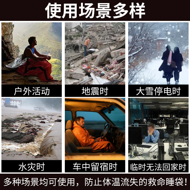 Outdoor Emergency Sleeping Bag, Travel Life-Saving Insulation Blanket, Pe Aluminum Film, Camping Style Thickeneded Emergency Outdoor Cold Protection, Disaster Relief and Warmth