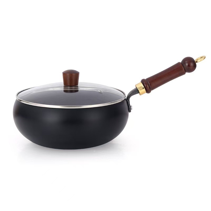Traditional Style Large Belly Pot New Zhangqiu Household Small Iron Pot Non-Coated Non-Stick Flat Bottom Cooking and Stewing Pot Small Wok