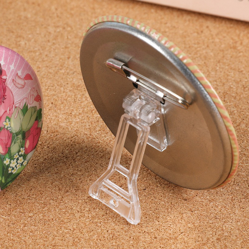 Acrylic Badge Holder with Adjustable Pin and Adhesive, Multi-Purpose Desktop Decoration, DIY Customizable
