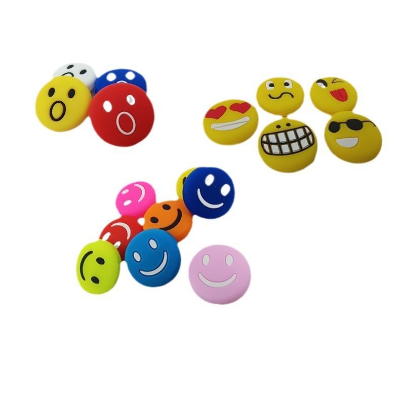 Factory wholesale silicone shock absorber expression tennis racket shock absorber embedded smiley face drop rubber shock absorber accessories