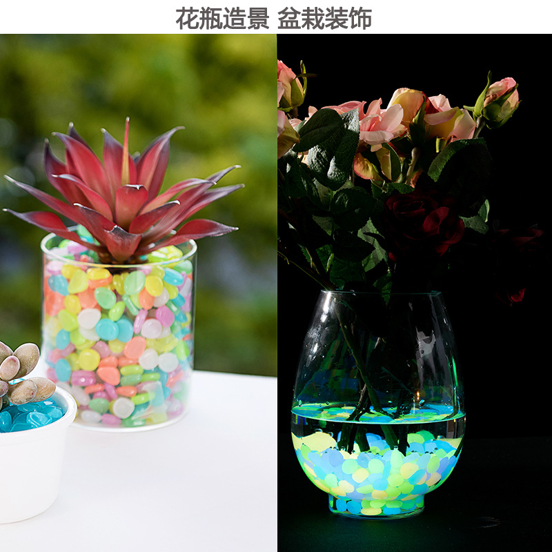 Small Luminous Stone Vase Decoration Potted Plant Gardening Aquascape Stone Fish Tank Fluorescent Pebbles Cross-Border Glowing Stone