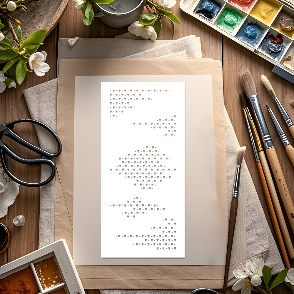 Шаблон для рисования с маленьким сердцем, кросс-бордерная бестселлерная декорация журналов, маскирующая распечатка, материал для домашних животных, полые шаблоны