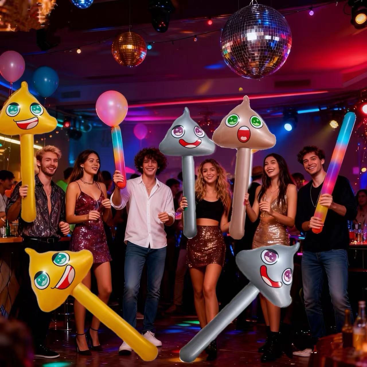 Cross-Border Wholesale Pvc Inflatable Stick Expression Pack Inflatable Stick Kidsren's Cheering Stick Poop Inflatable Toy Handheld Stick