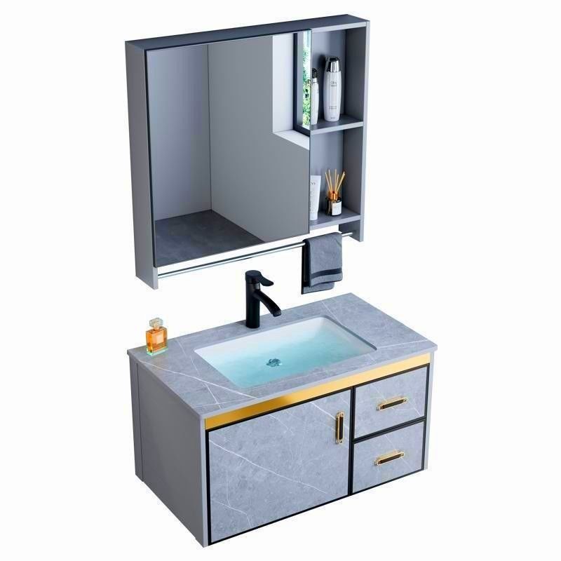 Space aluminum bathroom cabinet combination small apartment bathroom ceramic wash basin wash table bathroom integrated wash basin pool