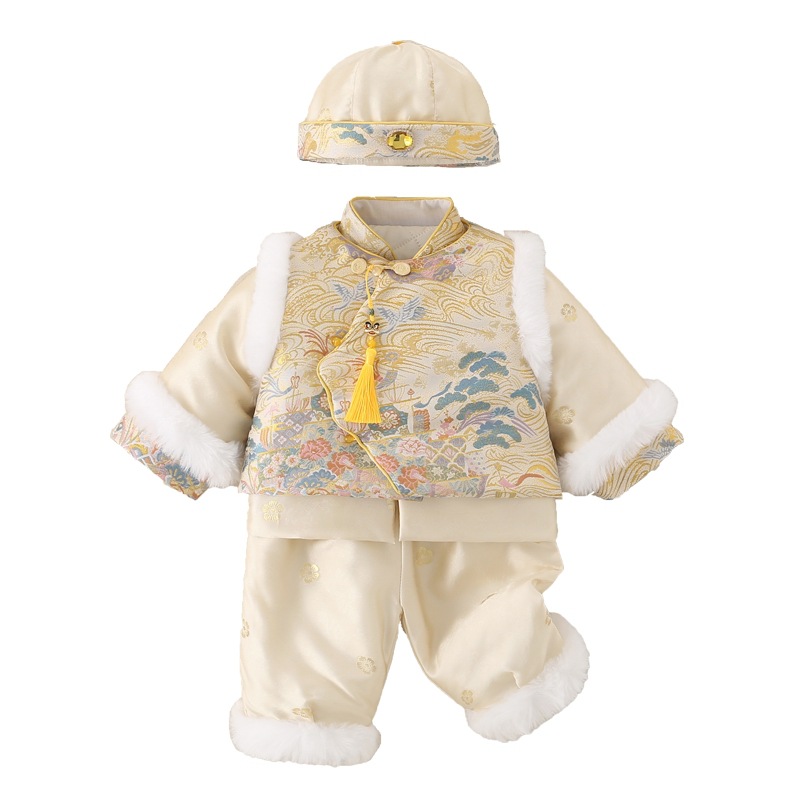 Boys' One-Year-Old Dress 2025 New Birthday Baby Boy's Birthday New Chinese Style Winter Clothing Festive Suit 100-Day Tang Suit