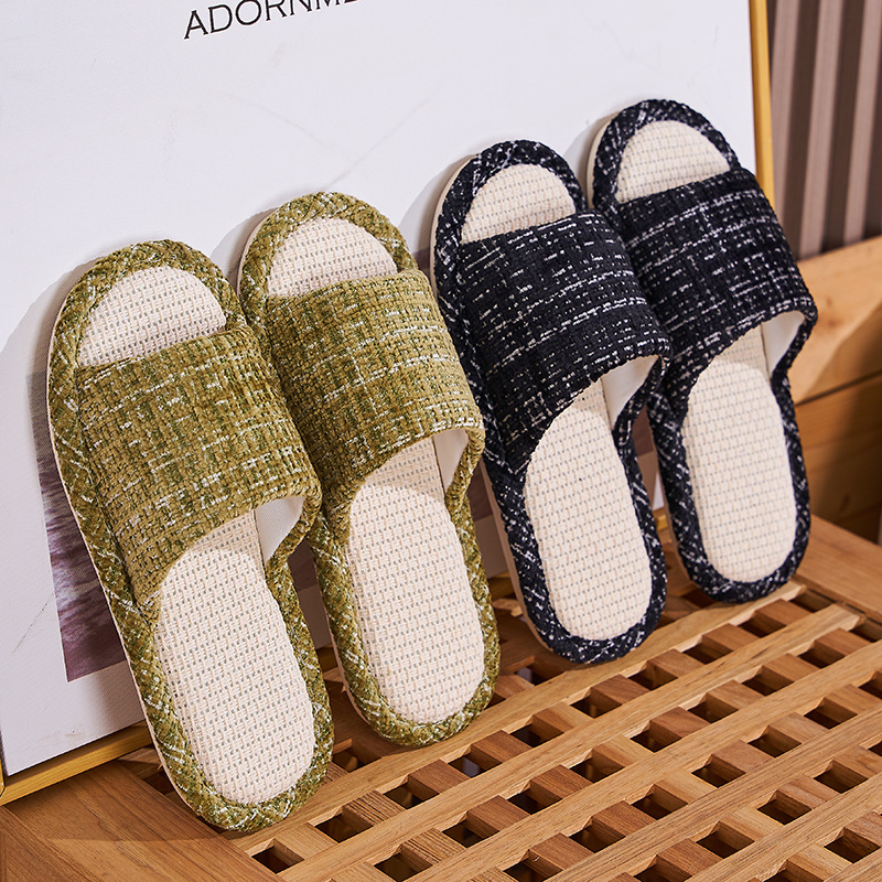 Home Indoor Spring and Autumn Home Guests Couple Four Seasons Hospitality Non-slip Slippers Cotton Linen Slippers Men's Linen Slippers