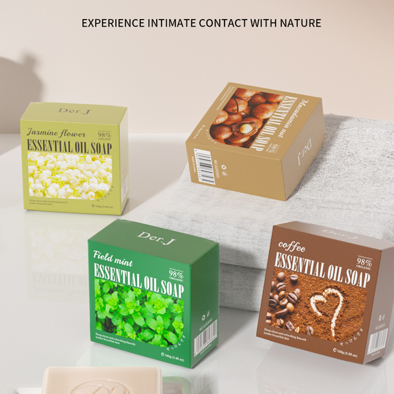 Der.J Essential Oil Soap Oil Control Refreshing Moisturizing Fragrance Cleansing Export Shrimp Skin Temu Cross-Border Handmade Soap Wholesale