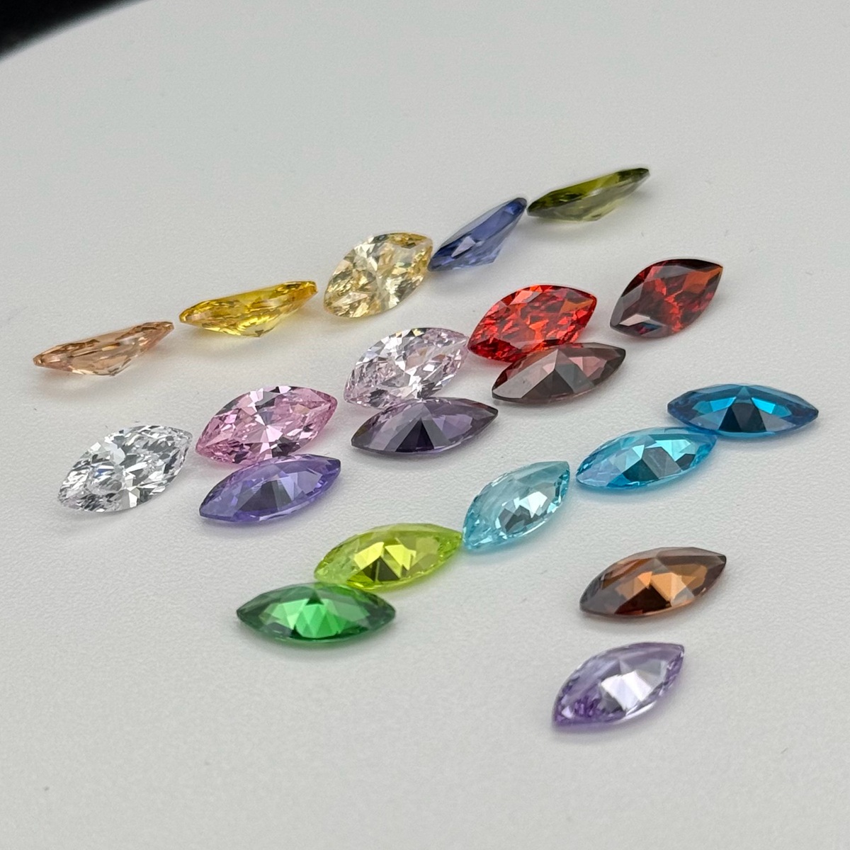 Factory spot 5x 10 horse eye Navy zircon White zirconium colored gemstone pointed bottom faceted bare stone S925 silver ring