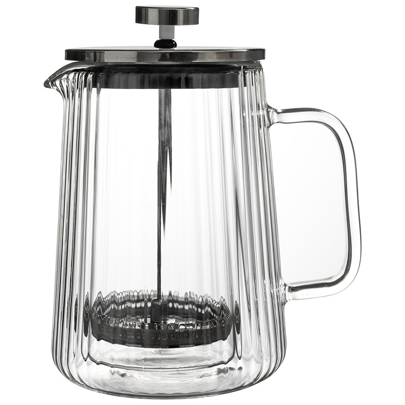 Glass French Press Pot, Double-Layer High Borosilicate Glass Vertical Filter Press Pot, Household Tea Maker, Milk Frother, Hand-Brewed Coffee Pot