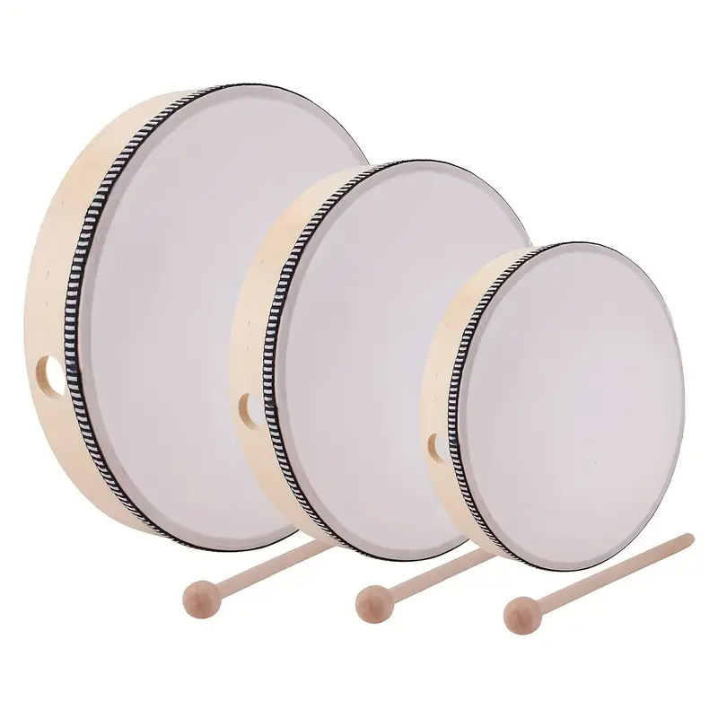 Бубен 6/8/10 дюймов с палочкой, музыкальный учебный инструмент Орфа