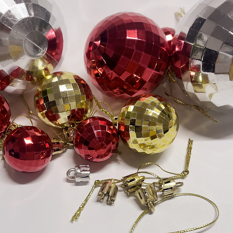 Bulk 3/4/5/6/8CM electroplating plastic square ball Christmas festival party decoration hanging ball Crafts accessories
