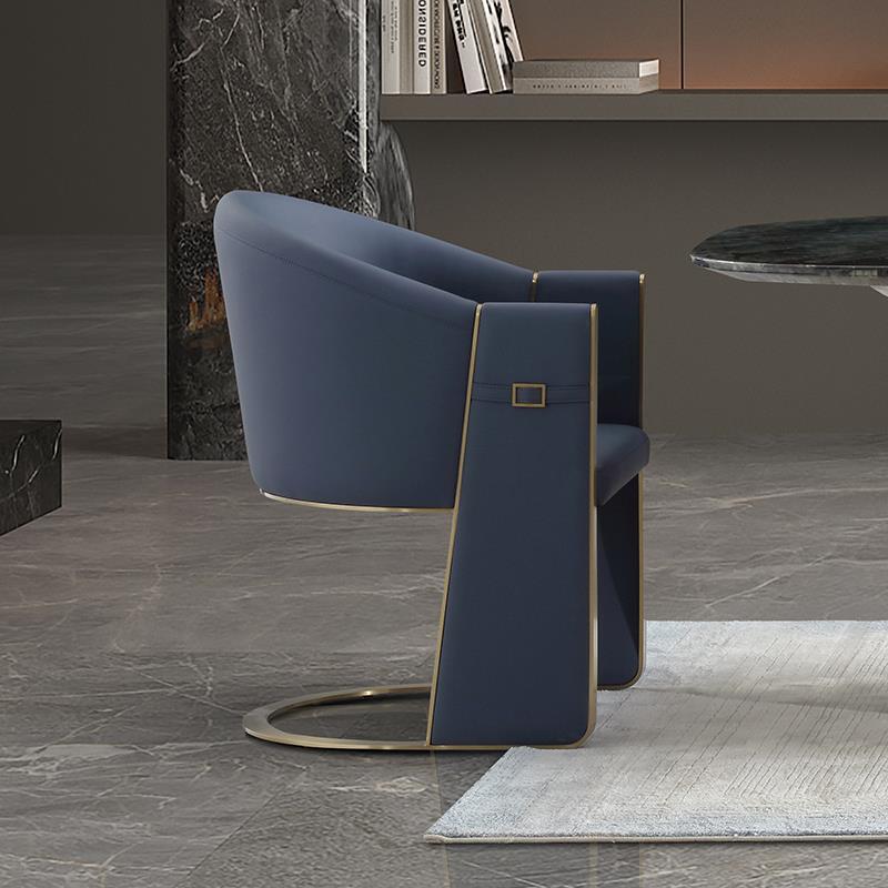 Modern Large Flat Model Room Modern Italian Light Luxury Natural Blue Jade Marble Oval High-End Dining Table