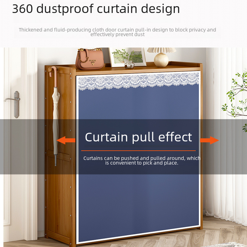 Simple shoe cabinet household large capacity door storage rack solid wood dustproof shoe rack dormitory storage multi-layer shoe rack