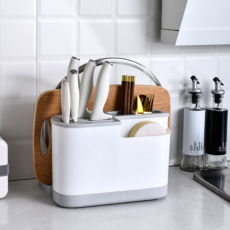 Многофункциональная подставка для ножей с разделочной доской, интегрированная в кухонные принадлежности, подставка для ножей, палочек для еды и крышек