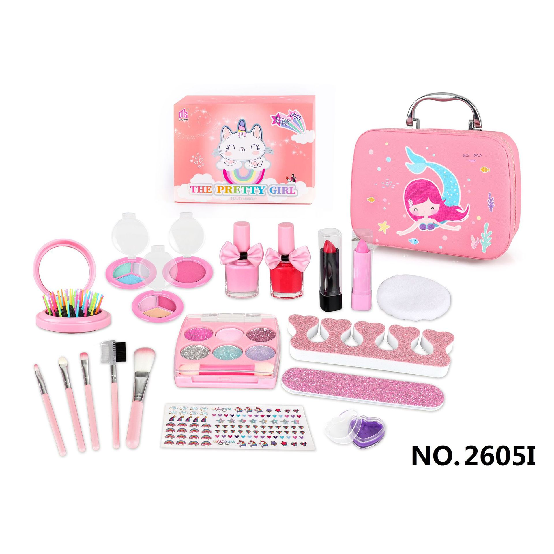 Cross-Border Popular Girls' Makeup Toy Set Children's Washable Lipstick Eye Shadow Cosmetics Portable Cosmetic Bag